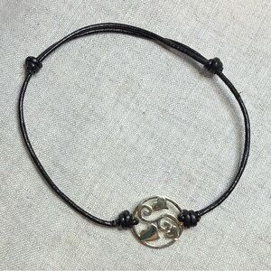 3/$15 Black Leather Adjustable Bracelet with Sterling Silver Charm